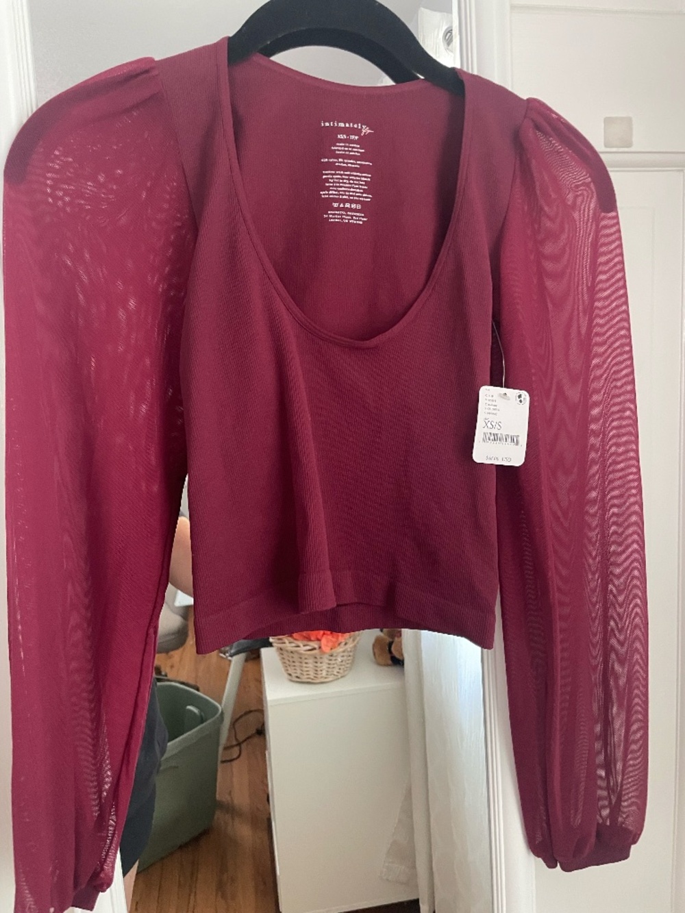 NEW with tags Intimately by Free People Sheer Sleeved Top Size XS/S